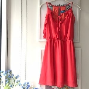 SALE! One-of-a-kind salmon summer ruffle dress